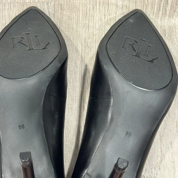 Ralph Lauren Abilene Heels with Bows Black Women's Shoes size 8 SH1